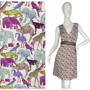Avova Anthology Dublin Sleeveless V-Neck Dress Afican Animal Print Size Small